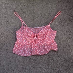 Blue Blush Pink Polka Dot Crop Top